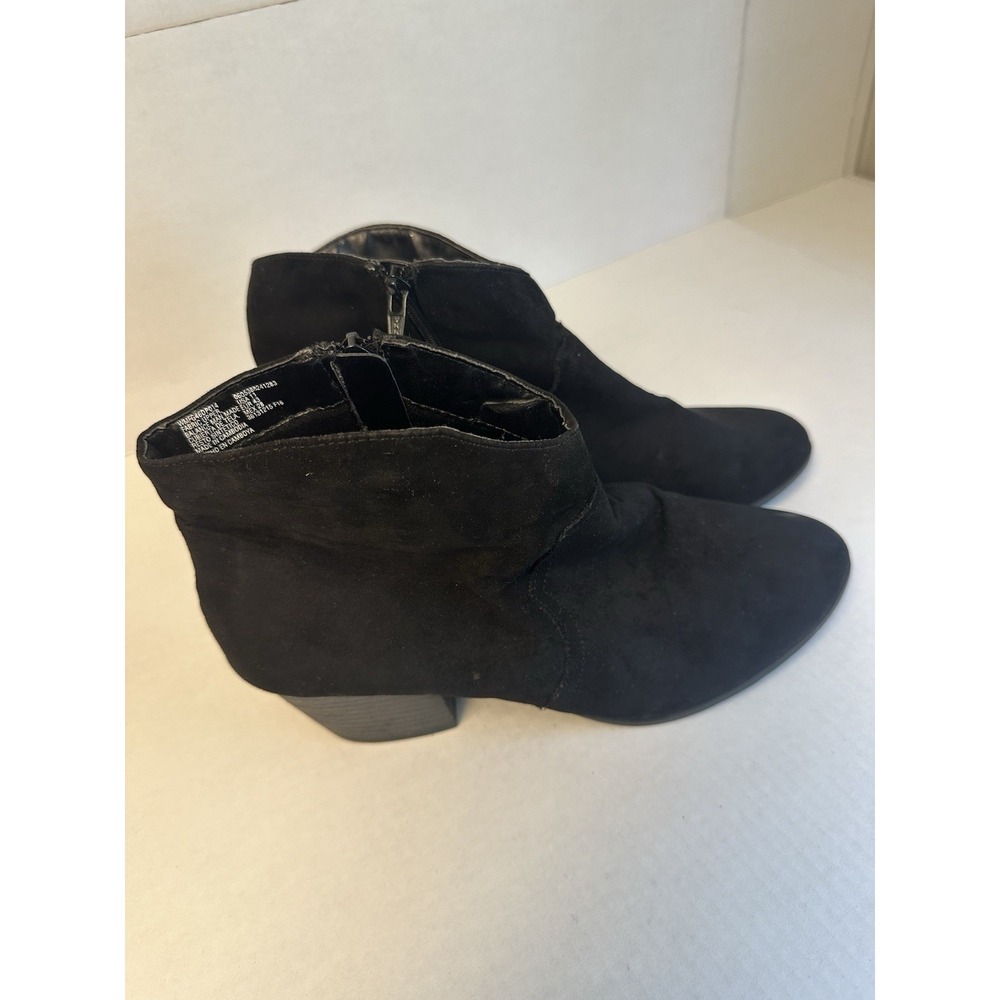 Faded Glory Women's Ankle Boots Size 11 Black Faux Suede Side Zip Heel New NWT